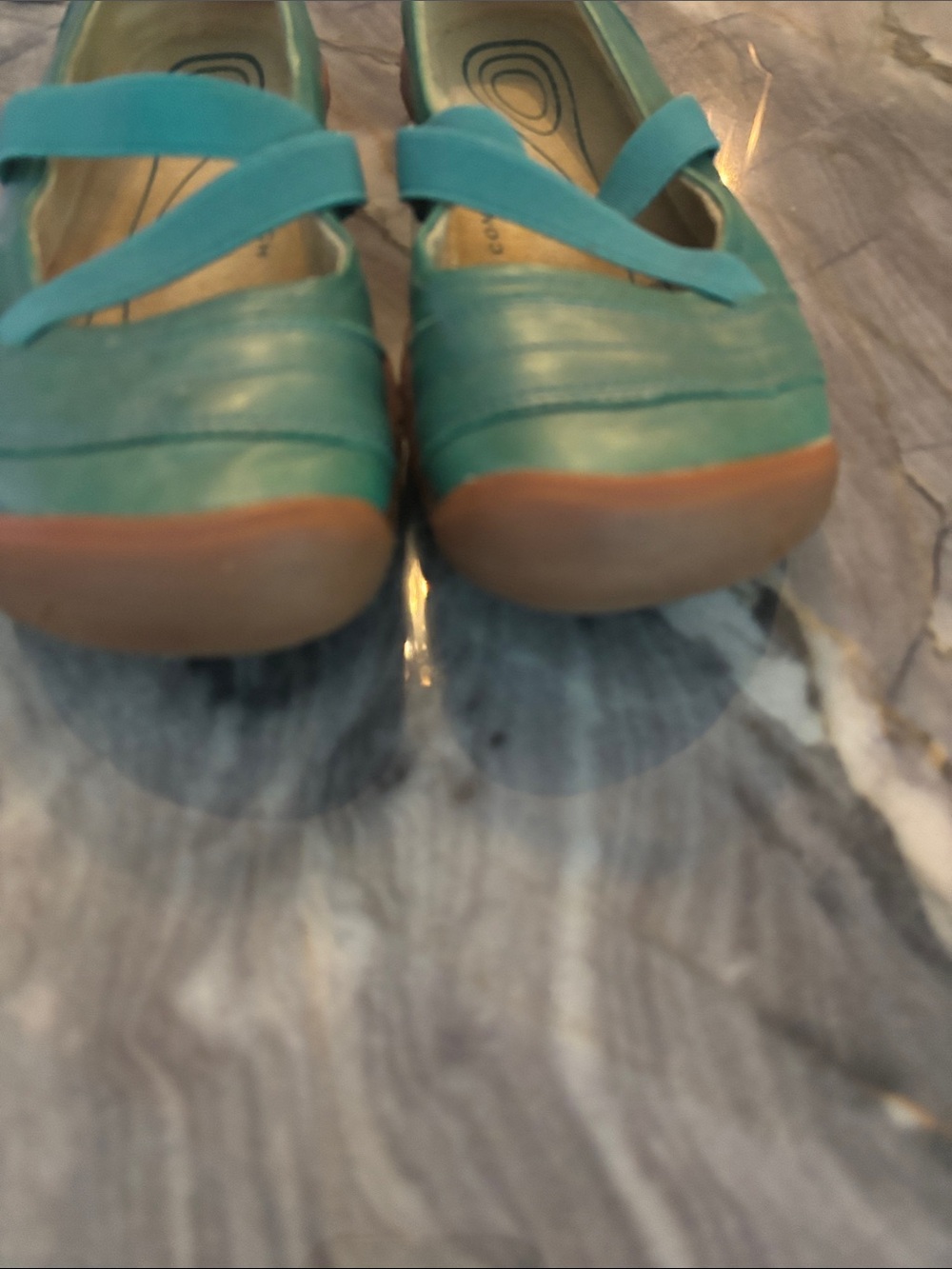 KEEN Teal Green Slip-On Flats with Elastic Cross Straps - Picture 4 of 9